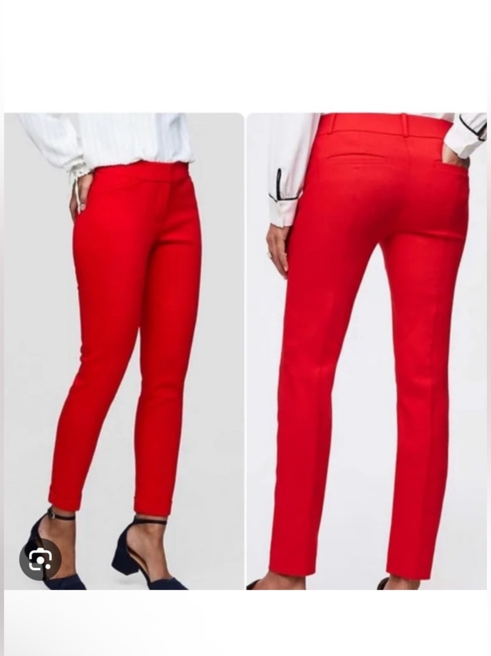 Vibrant Red Cropped Slim Ankle Pants LOFT